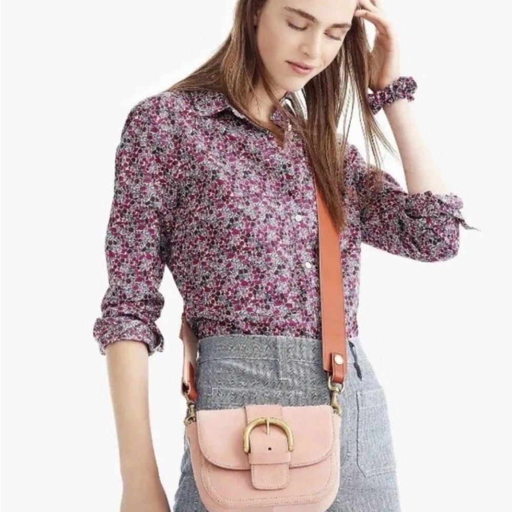 J. Crew Pink and Purple Floral Button Down Shirt